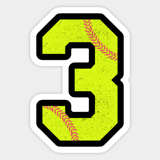 Softball Number 3 Softball Sticker TeePublic